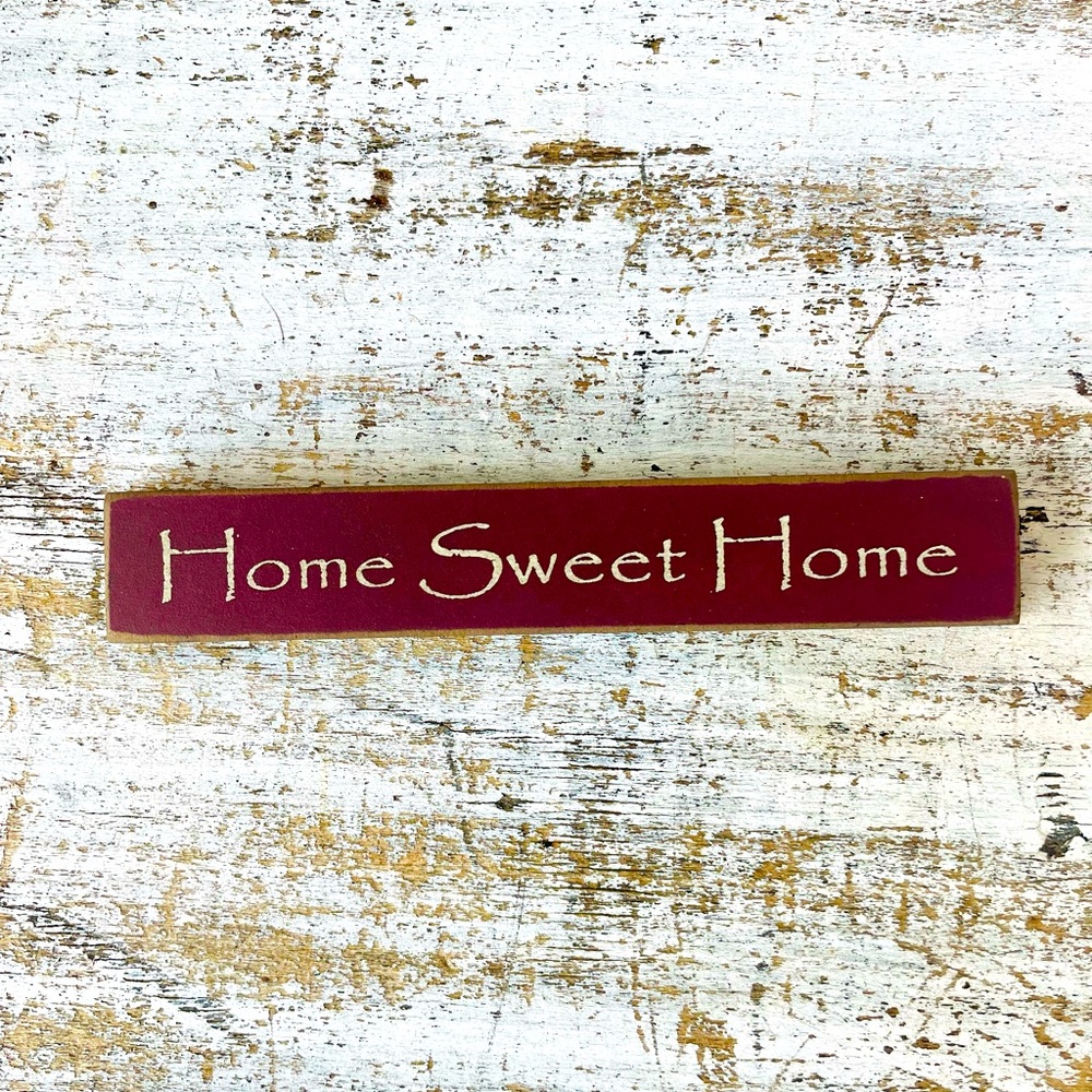 *Home Sweet Home Burgundy Mini Wood Block